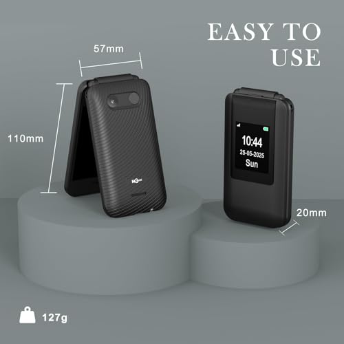 SilisoundTek Flip Phone Unlocked, 2.8+1.5" Dual Screen Flip Phones for Seniors, SOS Button丨Speed Dial丨Large Fonts丨Charging Dock丨1400mAh Battery