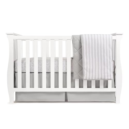 Image of Ely's & Co. Baby Crib Bedding Sets for Boys and Girls - 3 Piece Set Includes Crib Sheet, Quilted Blanket and Crib Skirt - Grey Design