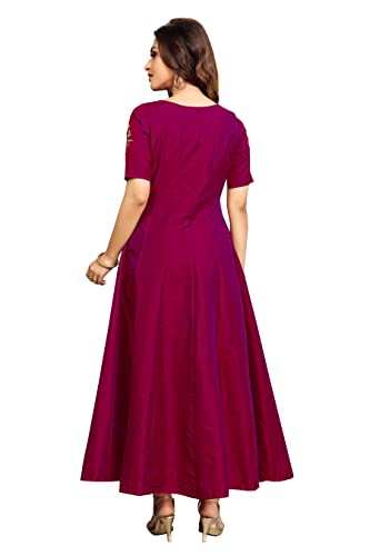 TRENDMALLS Women's Leeva Silk Embroidery Anarkali Kurti Claf-Long Short Sleeve Kurti for Woman2