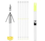 LEANPRO 6 Pack Bowfishing Arrows 32 inch with Broadheads & Safty Slides Luminous Bow Fishing Arrows for Compound Bow Recurve Bow Fishing Hunting (02)
