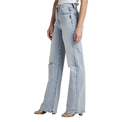 Silver Jeans Co. Women's Highly Desirable High Rise Trouser Leg Jeans, Light Wash Soc105, 27W X 33L #TOP1