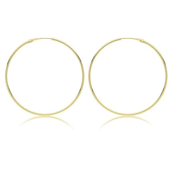 Carissima Gold Pendientes de Aro Arracadas Lisa de Oro Amarillo 9 Quilates para Mujer