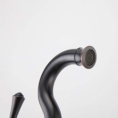 Grifo de latón negro mate monomando con agua fría y caliente para lavabo de diseño superior 6