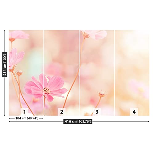 Papier peint fleurs d'espace rose grand format pour masquer les défauts