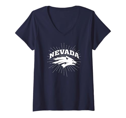 Womens University of Nevada Reno Wolf Pack Burst V-Neck T-Shirt