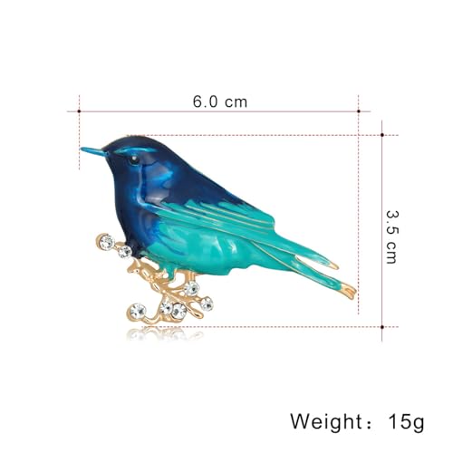 Image of coadipress Colorful Birds Brooch Pins Crystal Rhinestone Branch Bird Brooch Cute Enamel Animal Magpie Hummingbird Pin Fashion Jewelry Accessories Gifts