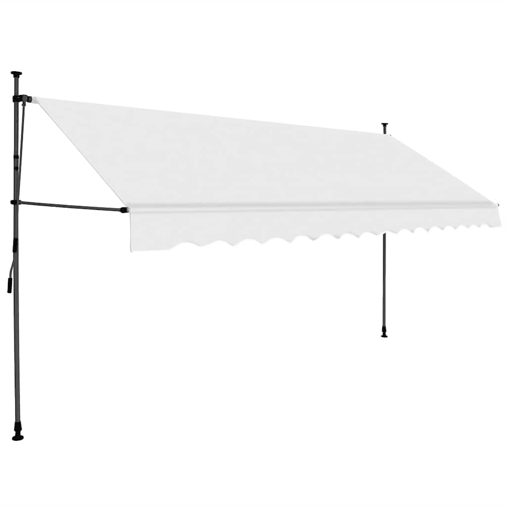 Wysuwana markiza z diodami LED, 400 cm, kremowa, odporna na promieniowanie UV i warunki atmosferyczne, na taras, okna, do ogrodu, metalowa rama
