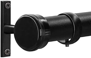 Vailge Curtain Pole for Windows Curtain Rod with Round Cap, Adjustable Shower Curtain Rail Heavy Duty Ceiling Mount Curtain Rod with Brackets, Hanging Curtain Pole Wall Mount Curtain Rail (Black, S)