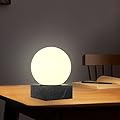 FLORNIA Globe Ball Lamp, Modern Industrial Table Lamp, Unique Bedside Nightstand Desk Lamp with Glass Shade and Marble Base for Bedroom, Living Room, Office Study, Decoration (Include Bulb G45)