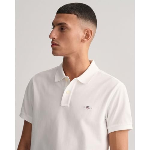 Gant Para Homem. 2220 Polo Piqué Slim Fit Shield Branco (4XL), Casual, AlgodãO, CláSsico, Manga Curta - 4