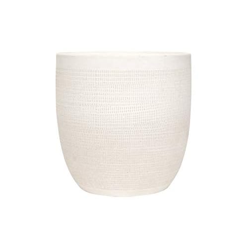 Creative Co-Op Large Matte White Embossed Stoneware Planter