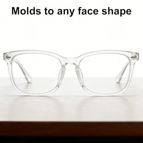 Image of Clear Blue Light Glasses for Women and Men, Fashionable Square Frame Glasses with Anti Glare Protection