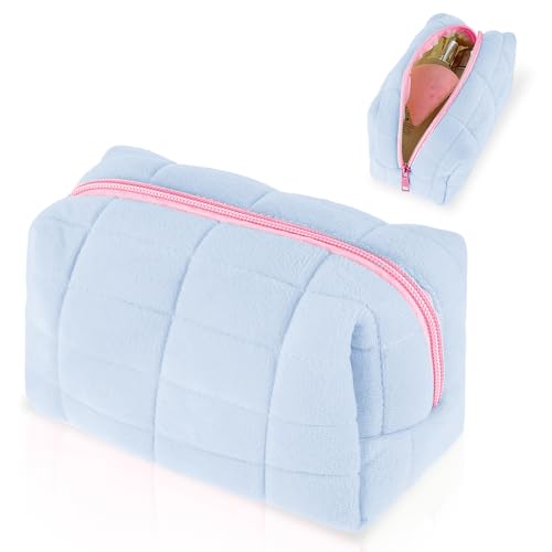 Sibba Neceser De Maquillaje para Lápices 1 Neceser Pequeño con Cremallera Organizador Interior Mochila Esencial Estético Portátil Almacenamiento Diario Juego De Viaje Azul