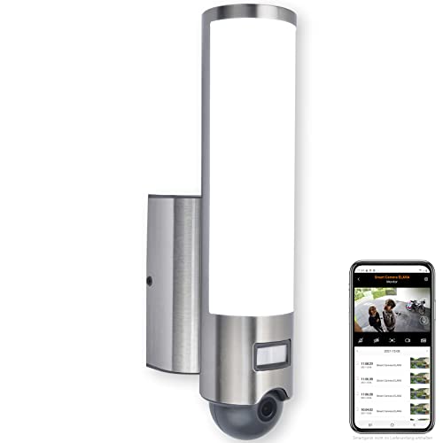 LED-Kameraleuchte ELARA, Außenleuchte in Silber (Edelstahl) mit...