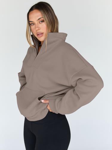 Trendy Queen Womens Sweatshirts Quarter Half Zip Pullover Hoodies Fall Fashion 2026 Winter Fleece Jackets Sweaters