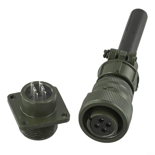Image of MS3106A 14S Aviation Connector, Circular Threaded Wire Cable, 2-7 Pin Industrial Metal Shell for Machinery Railway Equipment, Green(4pin)