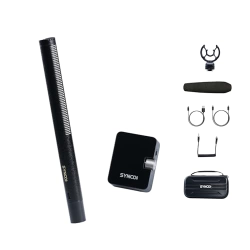 SYNCO D2 Wireless Shotgun Microphone, 16mm Condenser Mic with Noise Cancellation, 200m Transmission...