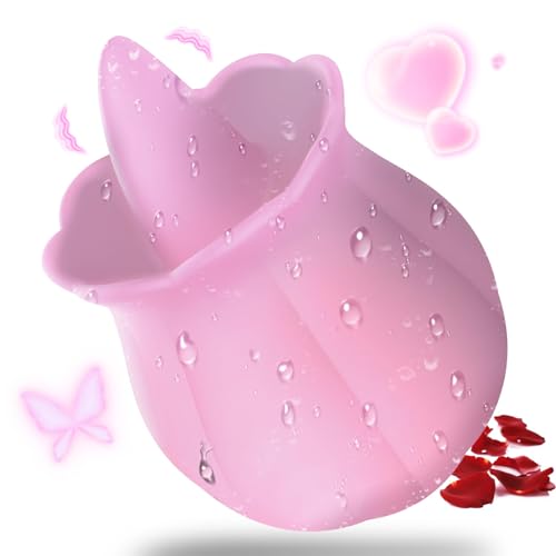 Sex Toys Rose Dildo Vibrator, Adult Toy with 10 Speed Vibrating for Women Clitoral Nipple, Rose Tongue Sex Toy Clitoral G Spot Vibrators for Woman Couples Adult Sex Games, Pink