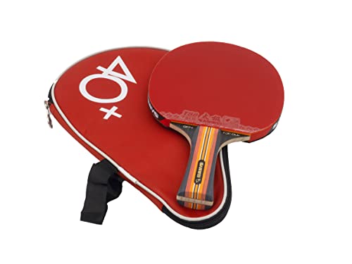 SANWEI TS7 Club Table Tennis Bat with Case - 5 ply black Ayous Wood - Ping Pong Racket Paddle - ITTF Competition approved rubbers - Comfortable Handle - Includes Bat Case