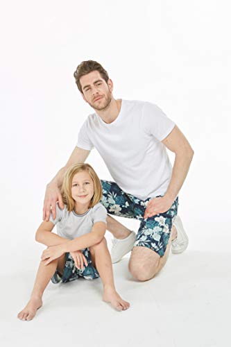 Father Son Matching Hawaiian Beach Board Shorts Swimwear Spandex in Flamingo Party3