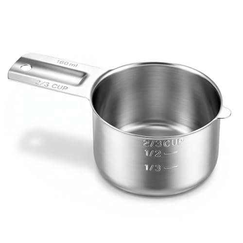 Vaso medidor de 2/3 taza de acero inoxidable 304 160 ml miniatura 1