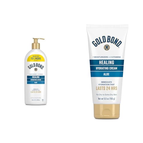 Gold Bond Healing Hydrating Lotion 24 oz. & Skin Therapy Lotion with Aloe 5.5 oz. Bundle, Moisturizes Dry Skin