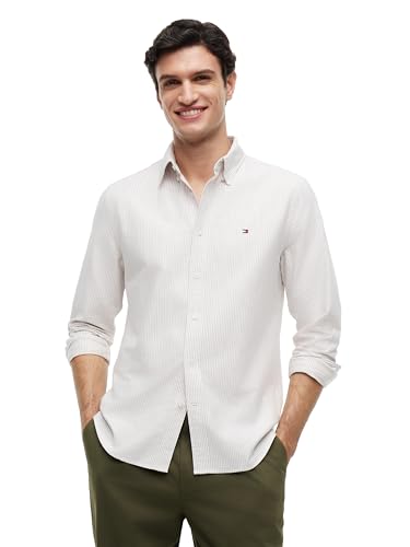 Image of Tommy Hilfiger Men's Long Sleeve Oxford Shirts in Regular Fit, Men's Button Down Shirts, Also Available in Big and Tall