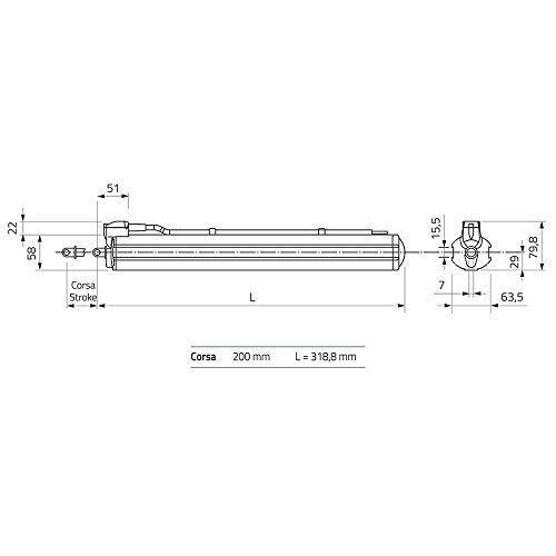 Motore attuatore a stelo Mingardi D8 Fce 230 V 500...