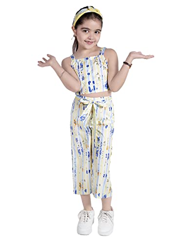 Image of Naughty Ninos Girls Multi Coloured Striped Top with Palazzos