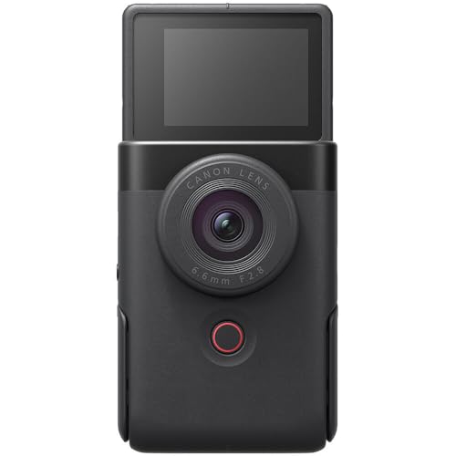 Image of Canon PowerShot V10 Vlog Camera - Compact 4K Vlogging Camera with Built-in Stand, Mics & Flip Screen (Black) (5947C002) + Shoulder Bag + 64GB Memory Card