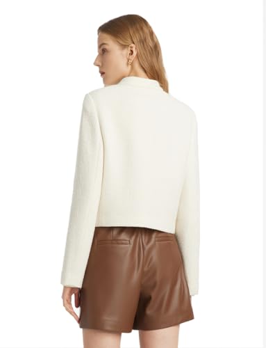 Tweed Cropped Blazer Jacket for Women Open Front Long Sleeve Slim Fit Business Casual Blazer4