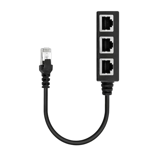 tiyiyok RJ45 Ethernet Splitter, LAN Splitter 1 Macho a 3 Hembras, Duplicador Ethernet, Adaptador Divisor, Cable de Extensión Acoplador, Duplicador RJ45 para Cat5/Cat5e/Cat6/Cat7