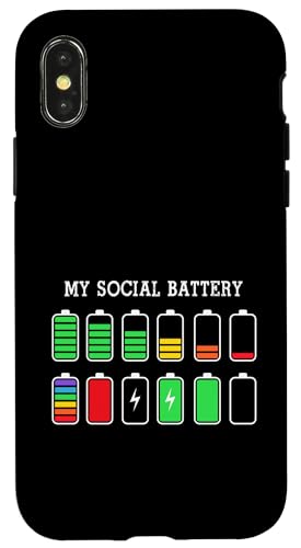 Funny Introvert Humor Energy Level Graphic Anti Social Fun �X�}�z�P�[�X iPhone X/XS �p