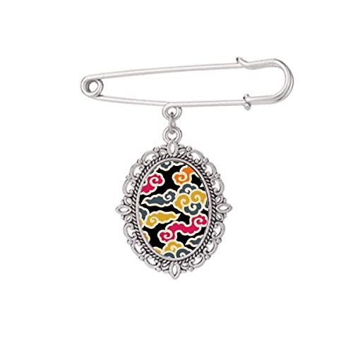 Broche nuages chinois japonais finition luxe pour robe et chemise M