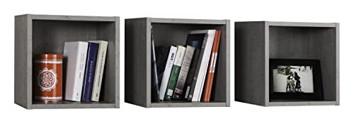 Composad Set di tre pensili a cubo color cemento