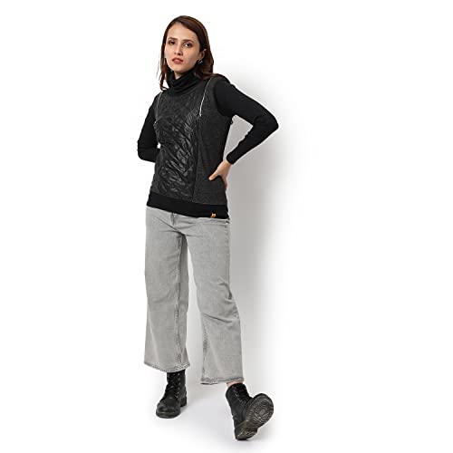 Image of Campus Sutra Women's Cotton High Neck Sweatshirt