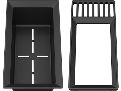BLANCO Sink Drainer 2-in-1 | Kunststoff schwarzgrau | Multifunktionale Rahmen- und Resteschalenkombination mit integrierter Abtropffläche | bei allen Silgranit Spülen (40cm Tiefe) | [18x39 5x10 3 cm]
