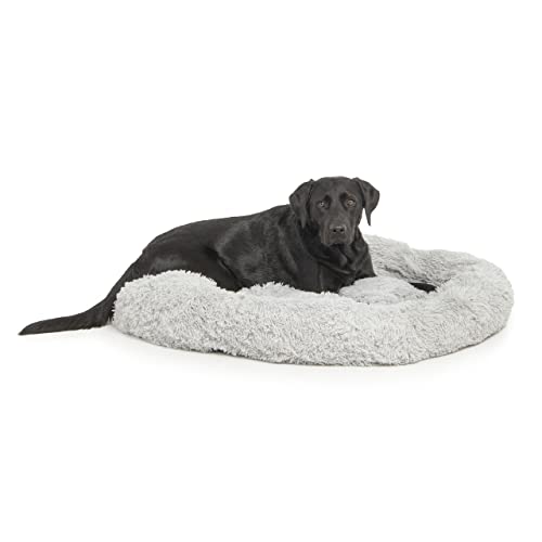 Wallace & Jones | Plüschbett Sarnia - L | Hundebett, Liegekissen | ca. 100 x 100 x 25 cm | Hellgrau