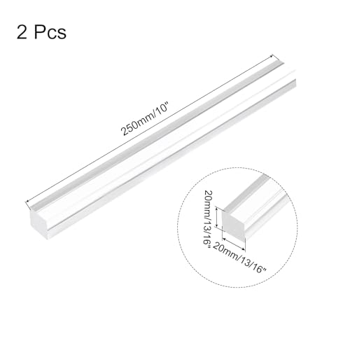 QUARKZMAN 2 Stück Acryl Kunststoffstäbe Quadrat, 20mm x 250mm Acrylstab Transparent für Modellbau DIY, Architekturmodellbau, DIY Sandtisch