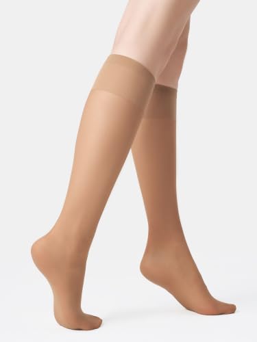 Image of MOOCHI Women's Sheer Knee High Stockings 6 Pairs 20 Denier Nylon Socks