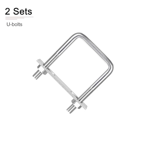 Image of DTGN M10x60x100mm(ThreadxWxL) Square U Bolt - 2Pack - Good for Trailer Pipe Replacement Parts - 304 Stainless Steel U Shape Bolts