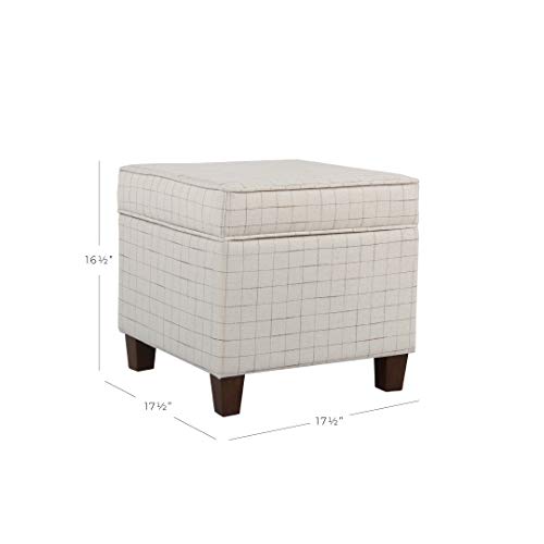 Image of Homepop Home Decor | K7342-F2236 | Classic Square Storage Ottoman with Lift Off Lid | Ottoman with Storage for Living Room & Bedroom, Natural Windowpane Large