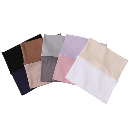 Lucky staryuan 5Pack Soft Inner Hijab Caps Women Stretchy Breathable Comfortable Undercap Front&Back Tube Bonnet (US, Numeric, 6 3/4, 7 1/4, Multicolors A)
