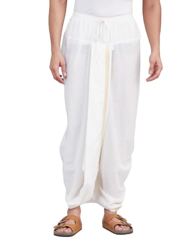 Dhoti coton pour homme de qualité supérieure orné d'une fine bordure Zari
