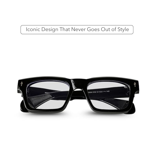 Image of MOONX Hydra S7 UV Protected Rectangular Sunglasses for Men & Women | Black PC Frame | Transparent Lens | Stylish Unisex Eyewear for Driving, Travel & Casual Outings
