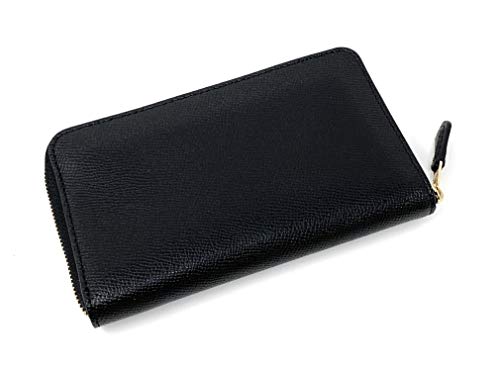 Coach Crossgrain Leather Medium Zip Around Wallet (Black) #TOP5