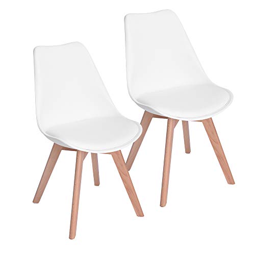 IPOTIUS Sillas Comedor Pack 2 Blanco, Silla de Madera Comedor de Haya, Silla de Estilo nórdico, Apto para Silla para...