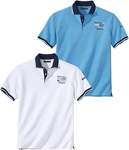 ATLAS FOR MEN Lot de 2 Polos Piqués Nautical Race Taille XXL
