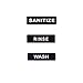 Culinary Depot Restaurant Sign Wash, Rinse, Sanitize, (Set of 3) 3" x 9" White on Black