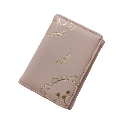 Wolyepor Geldbörse mit Cartoon-Druck, niedlich, dreifach faltbar, Geldbörse, mehrere Karten, Geldbörse, für Weihnachten, Geburtstagsgeschenk, Cartoon Pink, Leger Cover
